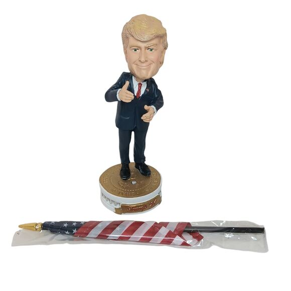 Donald Trump 2024 Bobblehead Trump Hugging the American Flag New In Box - Picture 9 of 9